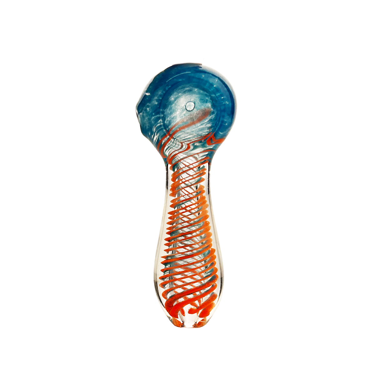 3.5" Hand Pipe Spoon with Double Glass and Spiral Art