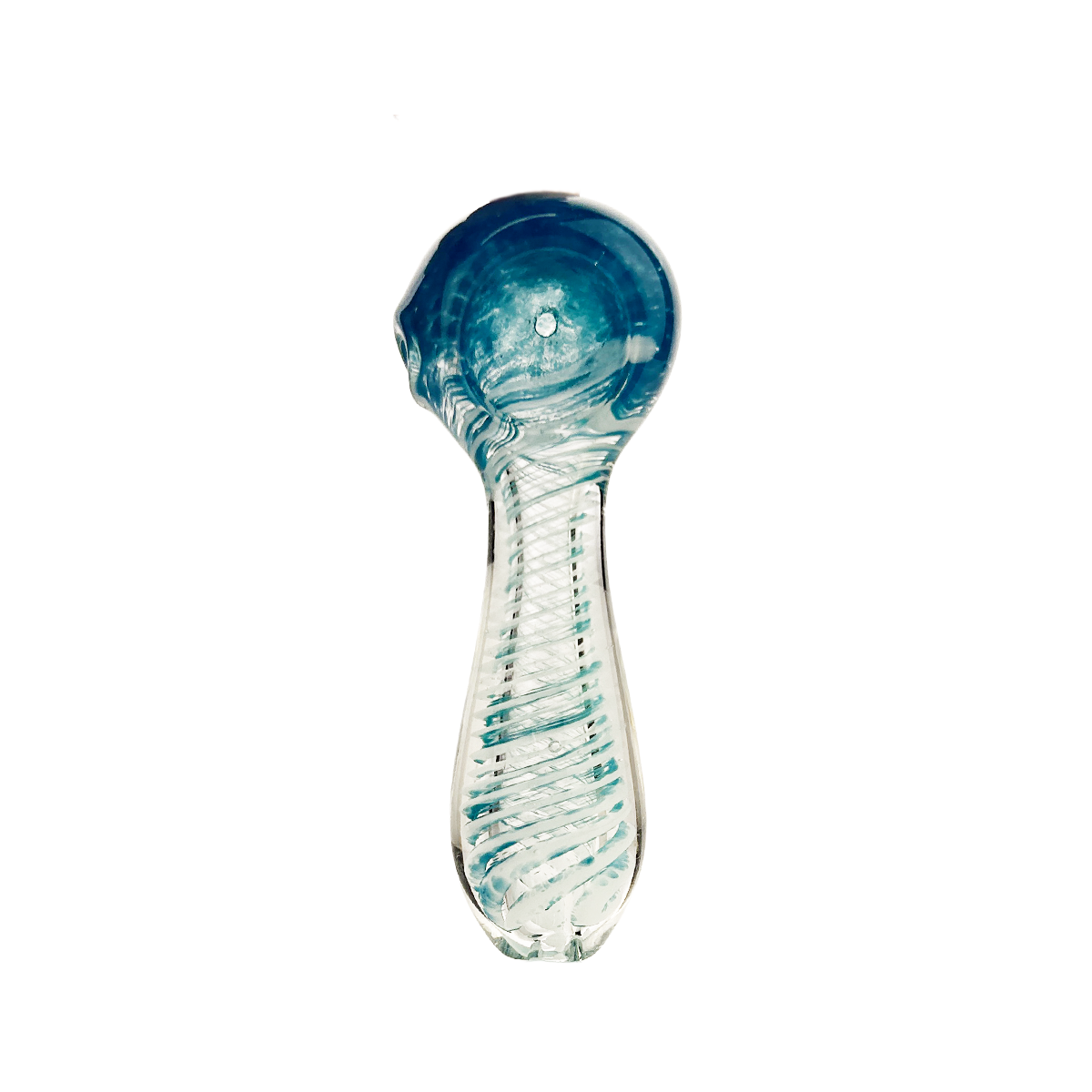 3.5" Hand Pipe Spoon with Double Glass and Spiral Art