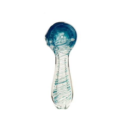 3.5" Hand Pipe Spoon with Double Glass and Spiral Art
