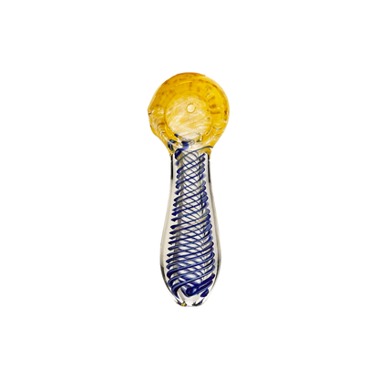 3.5" Hand Pipe Spoon with Double Glass and Spiral Art
