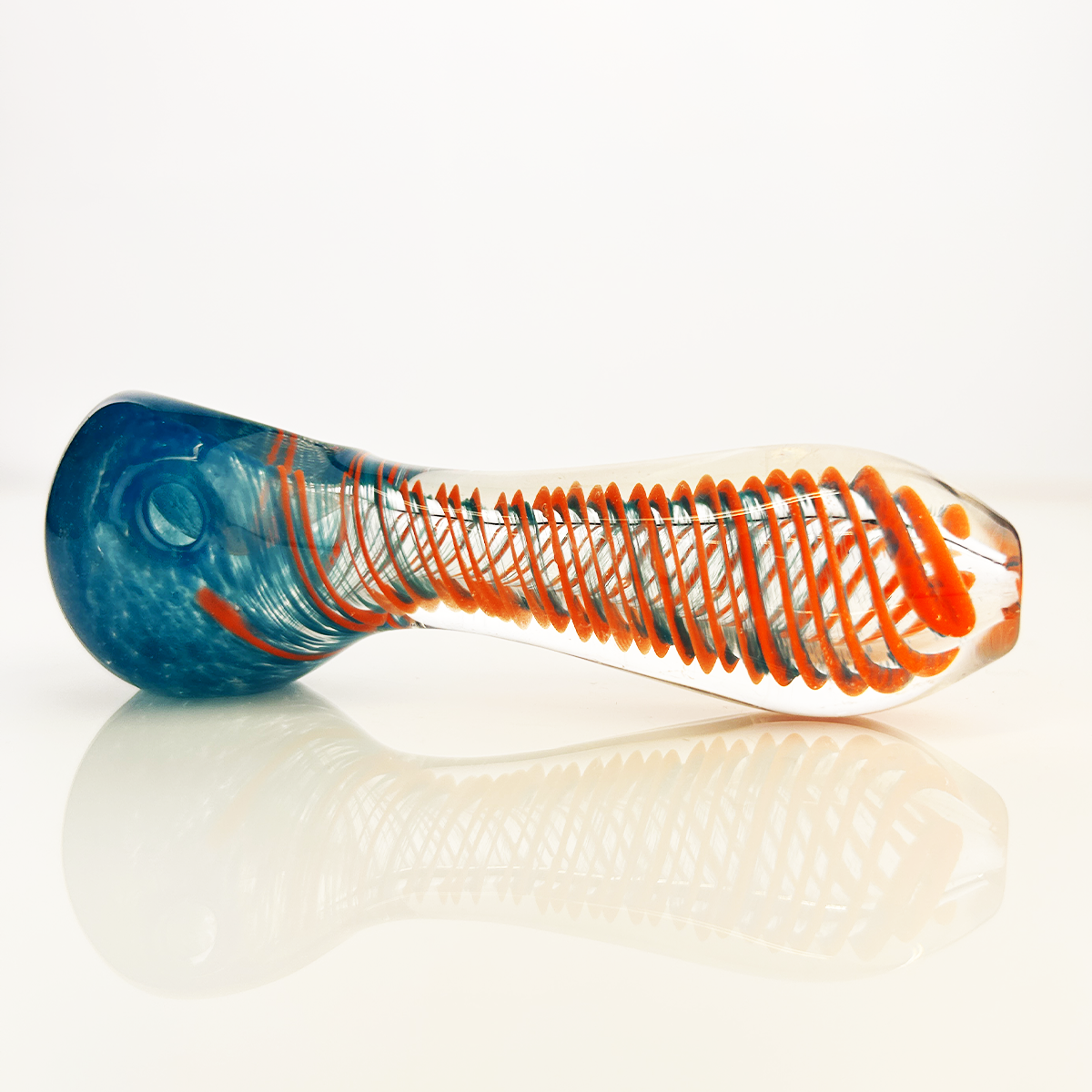 3.5" Hand Pipe Spoon with Double Glass and Spiral Art