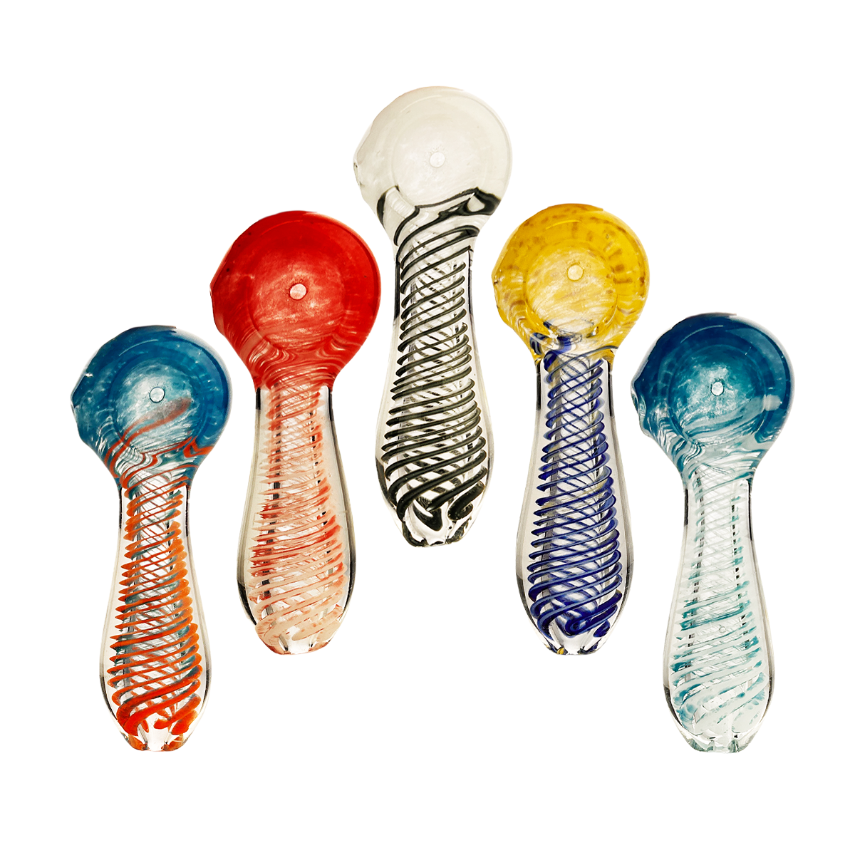3.5" Hand Pipe Spoon with Double Glass and Spiral Art