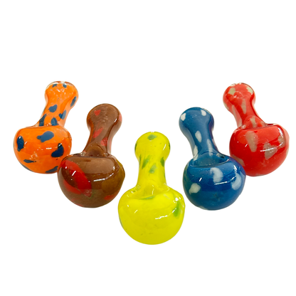3.5" Hand Pipe Spoon with Frit Glass and Color Dots