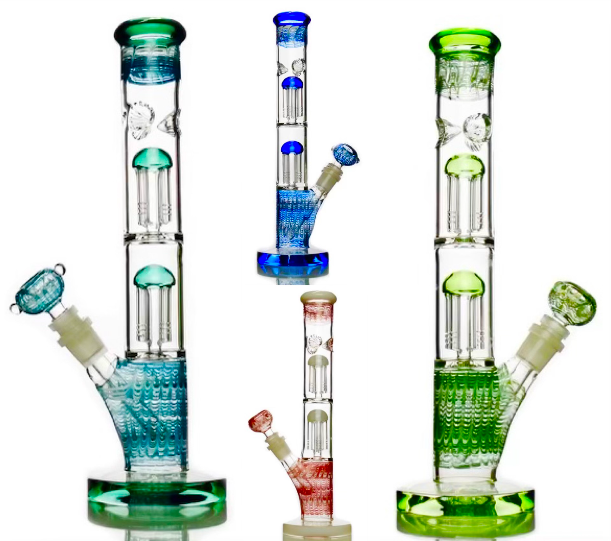 12" Double Chamber Fancy Glass Water Pipe