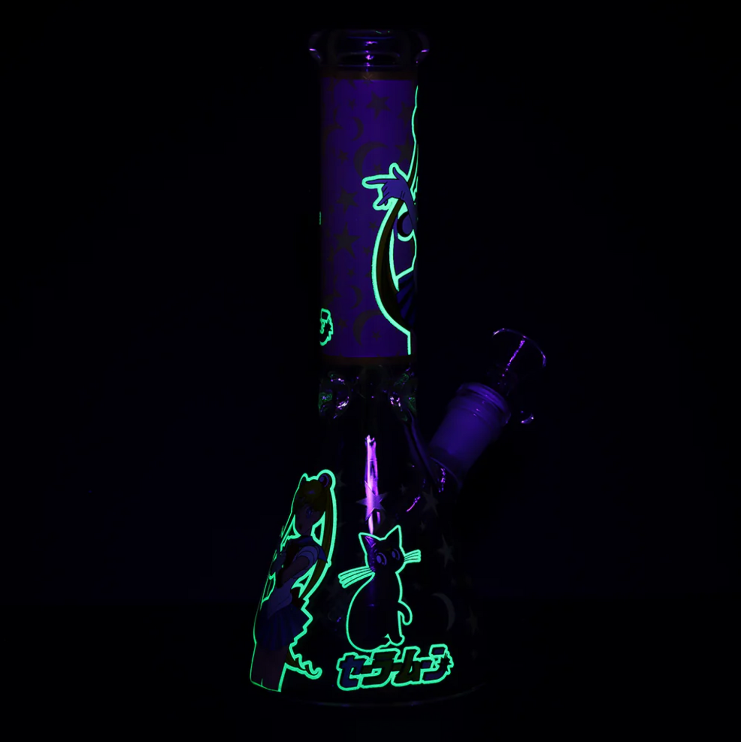 10" Moon Beaker Glow in The Dark with 14mm Male Bowl