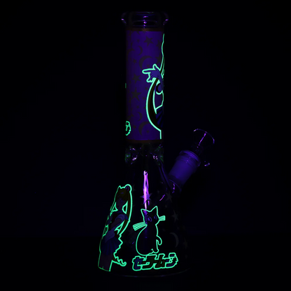 10" Moon Beaker Glow in The Dark with 14mm Male Bowl
