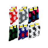 OG TREND Cannabis Leaf Print Socks in Assorted Colors - One Pack Comes with 12 Pairs  Fits All, 70% Cotton, 25% Spandex, 5% Elastic"