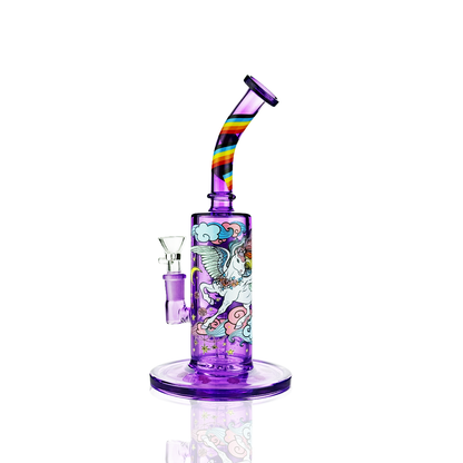 10" Rainbow Glass Water Pipe Unicorne with 14mm Male Bowl