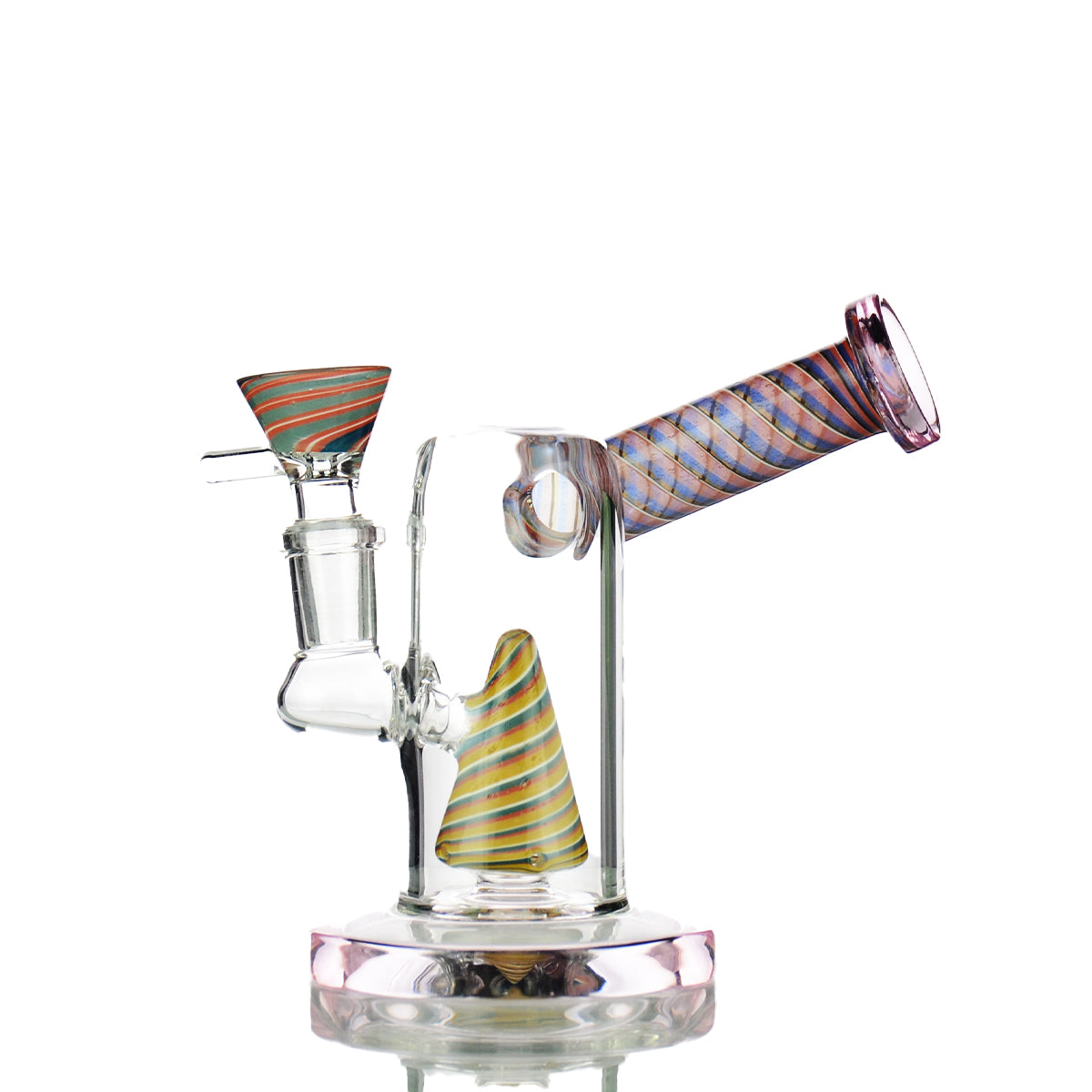 7" Water Pipe with Side Car and Reversal Glass Art 14mm Male Bowl