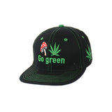 Mushroom Go Green Embroidered Snapback Hat 100% Cotton