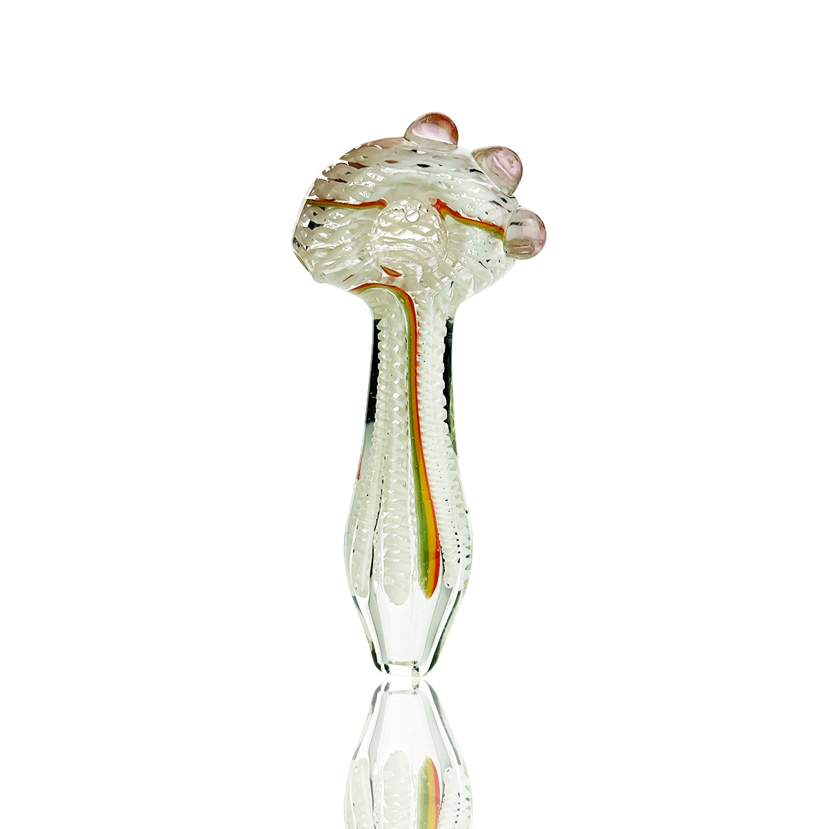 4.5" Hand Pipe Spoon with White Twisting Art