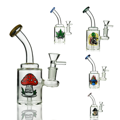 6" Water Pipe with Sticker with 14mm Male Bowl