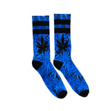 Cannabis Leaf Print Blue Socks 95% Polyester, 5% Elastane