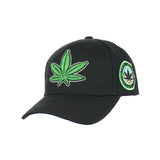 All Natural Ingredient Cannabis Leaf Embroidered Snapback Hat