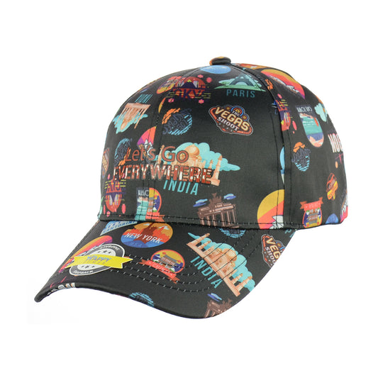 Let's Go Everywhere Design Black Baseball Snapback Hat