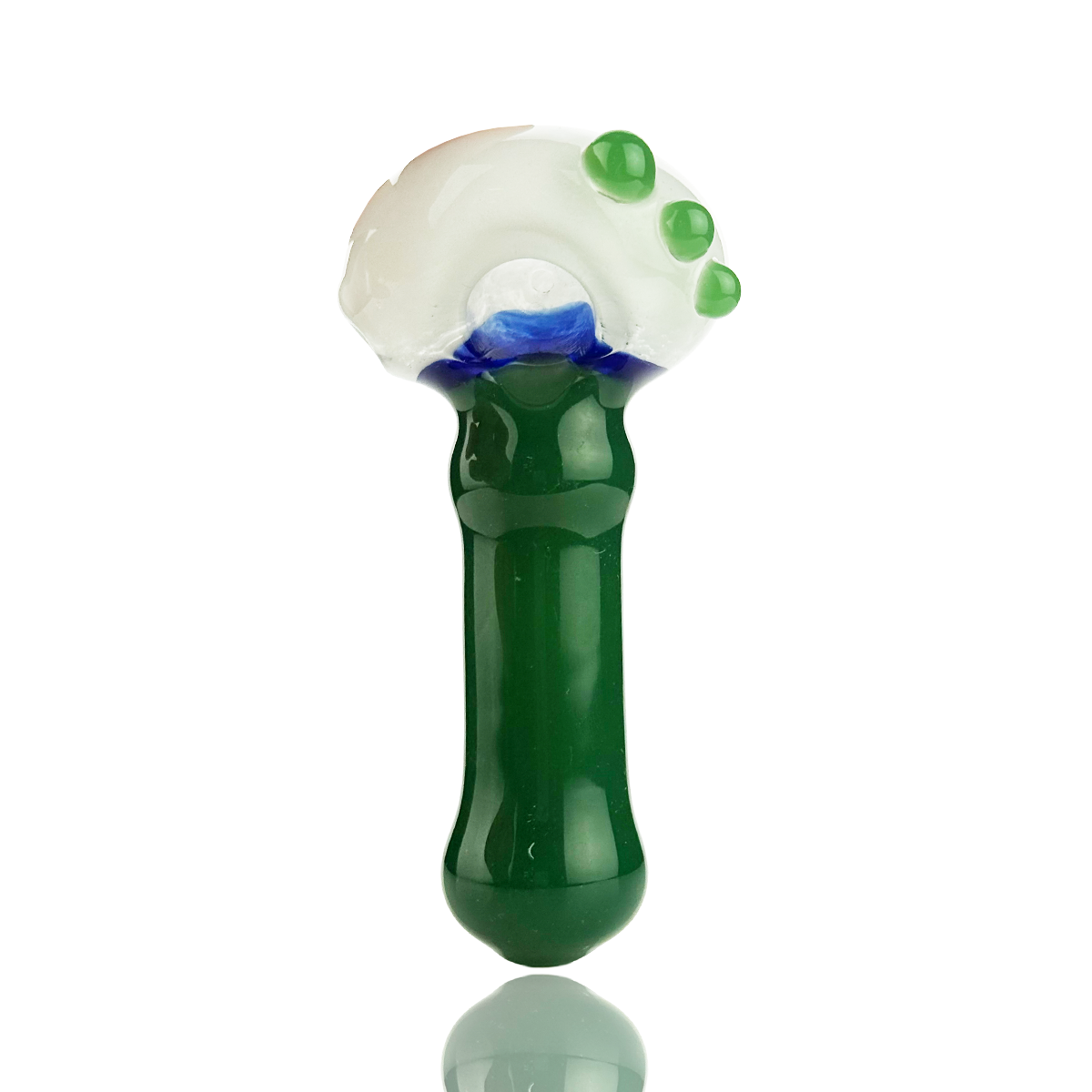 4.5" Color Tube Glass Hand Pipe Spoon with Frit Glass Head