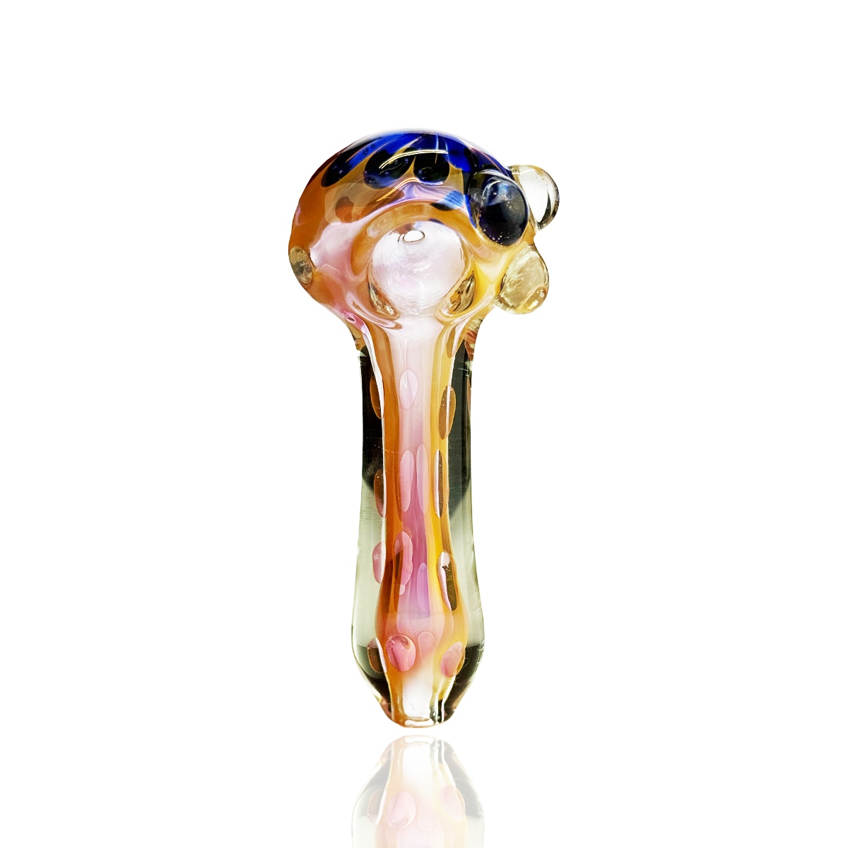4.5" Gold Fume Glass Hand Pipe with Flower Head