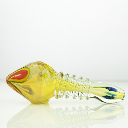 4.5" Sliver Fume Hand Pipe Spoon with Rasta Head Lines