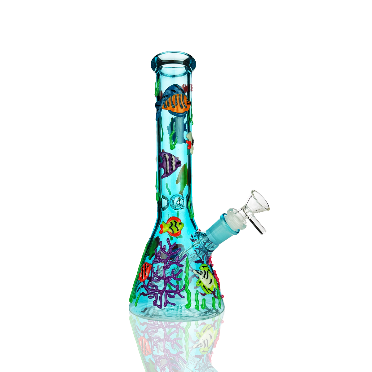 10" 3D Water Pipe Beaker with 14mm Male Bowl