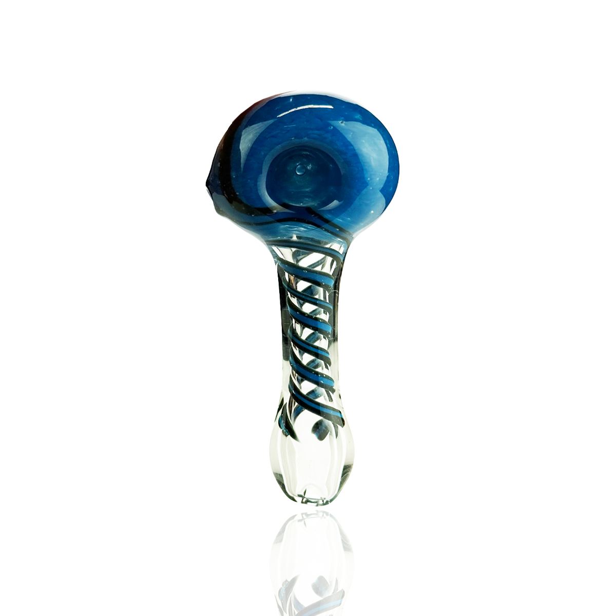 4.5" Hand Pipe Spoon with Frit Head and Swirl Art