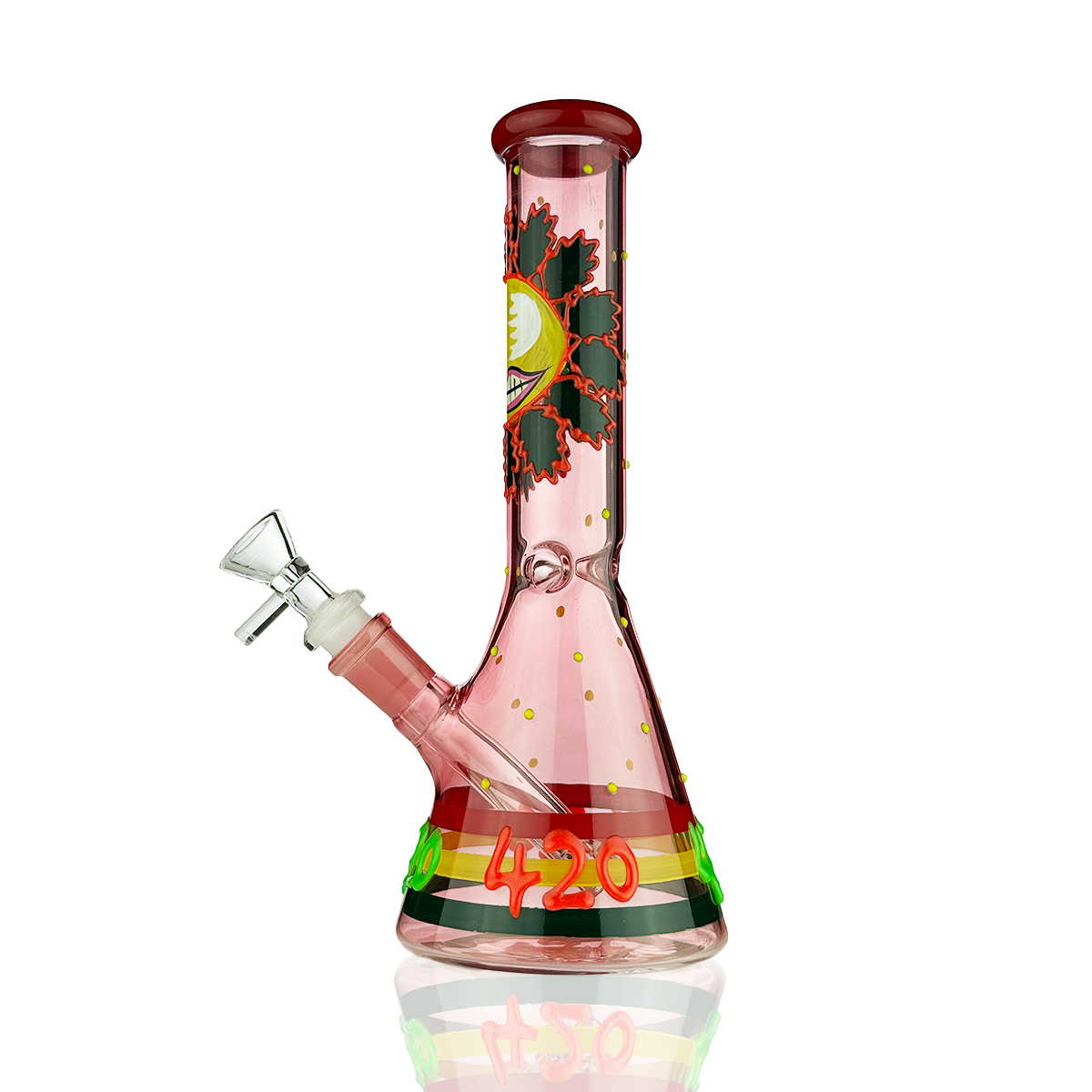 10" 3D Beaker Glow in Dark Water Pipe with 14mm Male Bowl