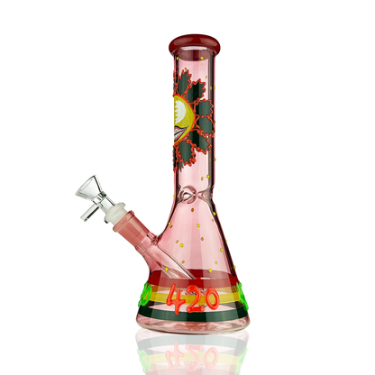 10" 3D Beaker Glow in Dark Water Pipe with 14mm Male Bowl