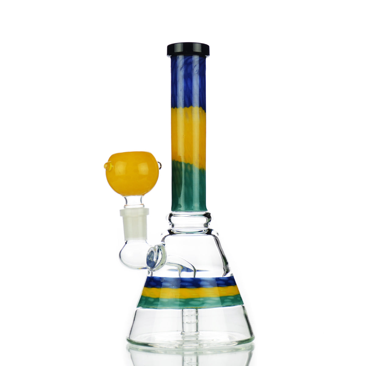 8" Beaker Rasta Color with 14mm Male Bowl