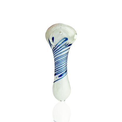 3" Frit Glass Hand Pipe Spoon Spiral Design