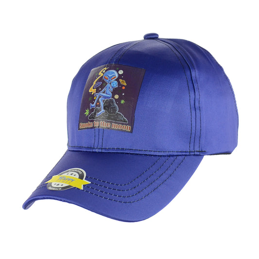 Smoke To The Moon Design Navy Blue Baseball Snapback Hat