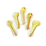 3.5" Silver Fume Glass Hand Pipe with Twisting Art and Rasta Lines