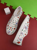I am Landing Weed Design Snow White Shoe - Printed Synthetic Vegan Leather Size