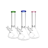 10" Beaker 9mm Glass with Color Tube 14mm Male Bowl