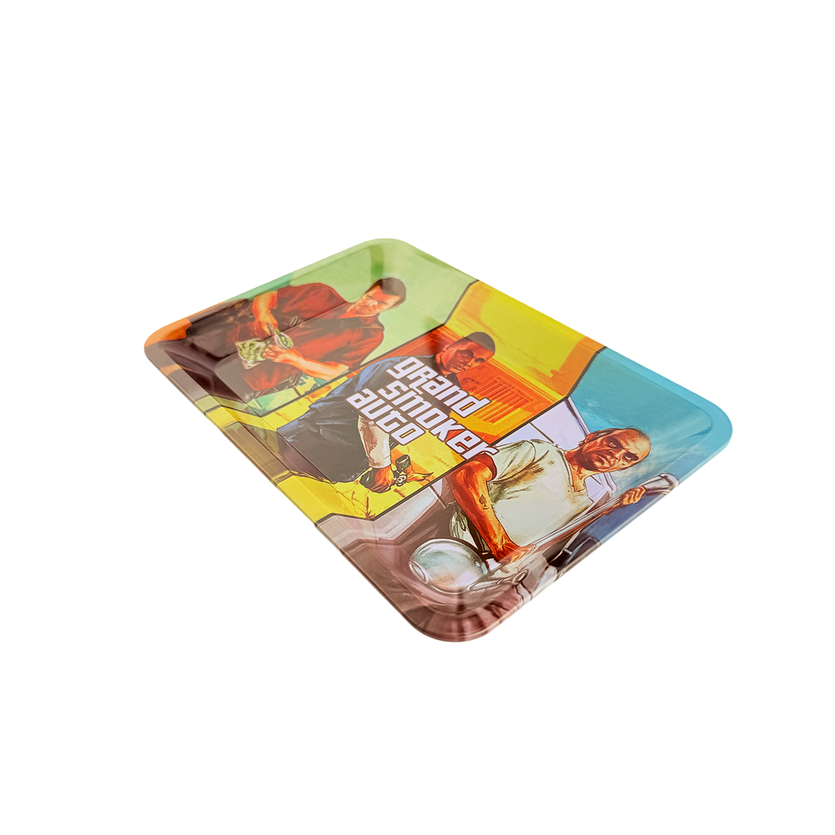 Small Rolling Tray – Grand Smoker Auto 3-Character Design | 7in x 5in