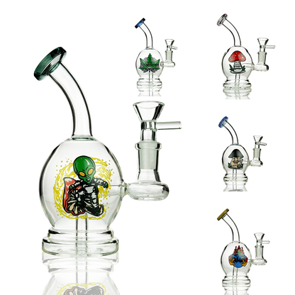6" Sphere Water Pipe with Sticker and 14mm Male Bowl
