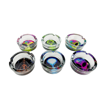 Glass Ashtray Alien Design 6 Pieces per Tray