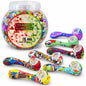 4.5" Silicone Printed Sherlock Hand Pipe 18pcs/Jar