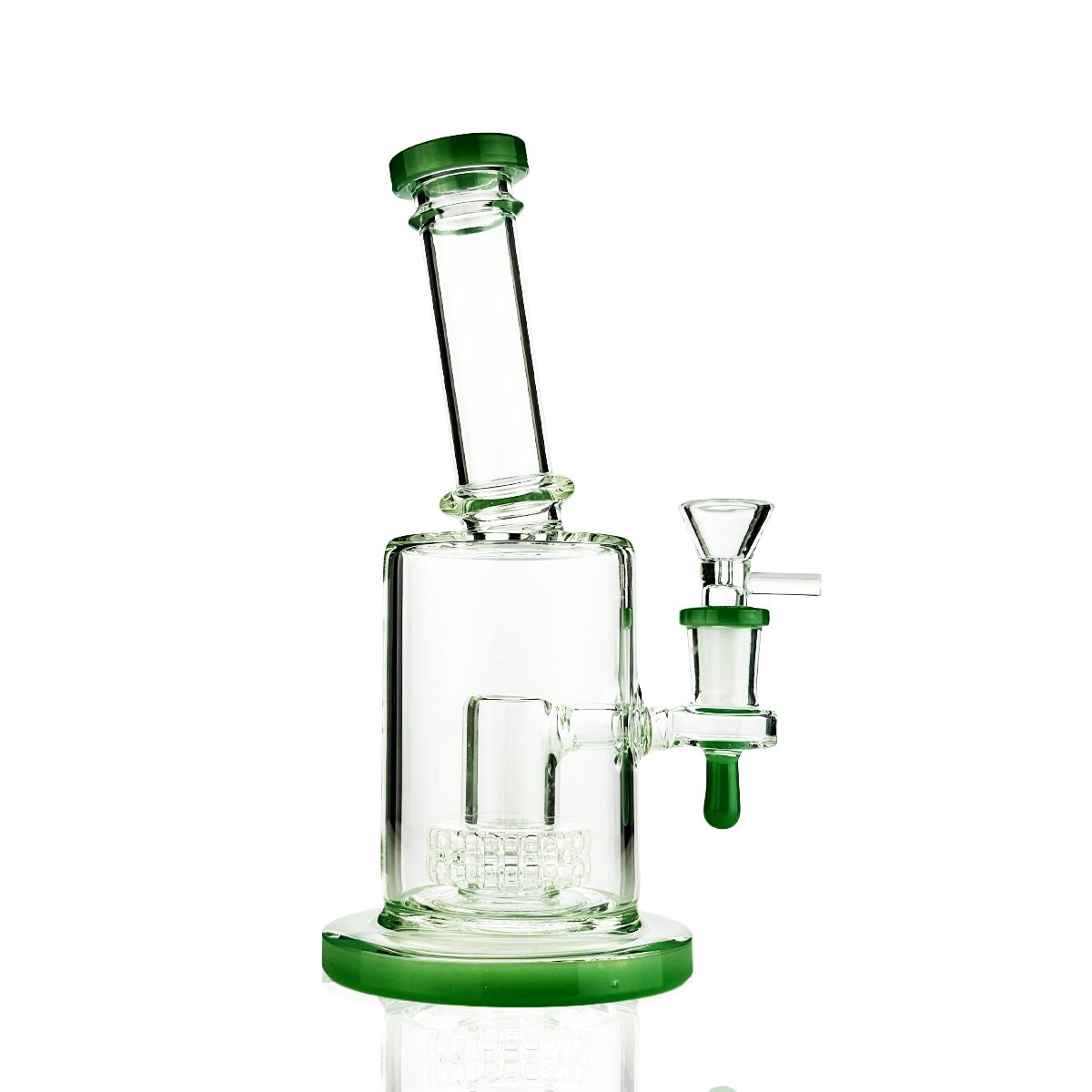 8" Round Shower Water Pipe | Tilt Neck | 14mm Male Bowl