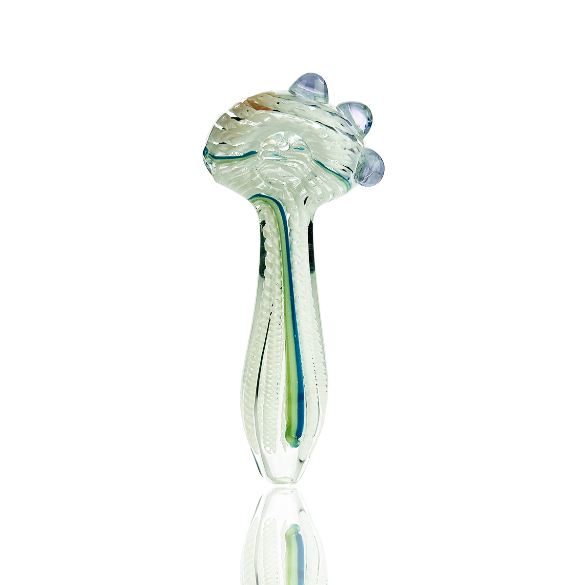 4.5" Hand Pipe Spoon with White Twisting Art