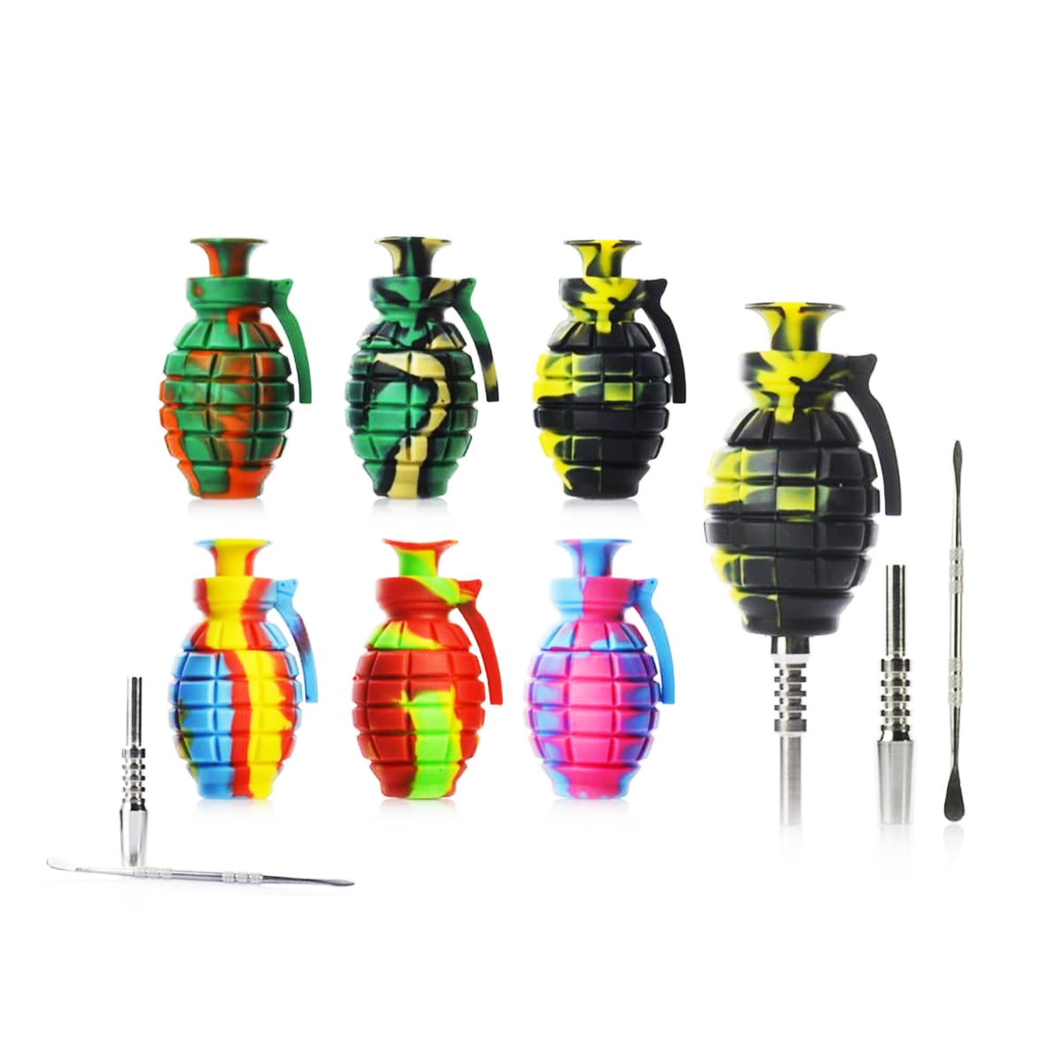 6" Silicone Grenade Nectar Collector with 14mm Titanium Nail and Metal Dabber