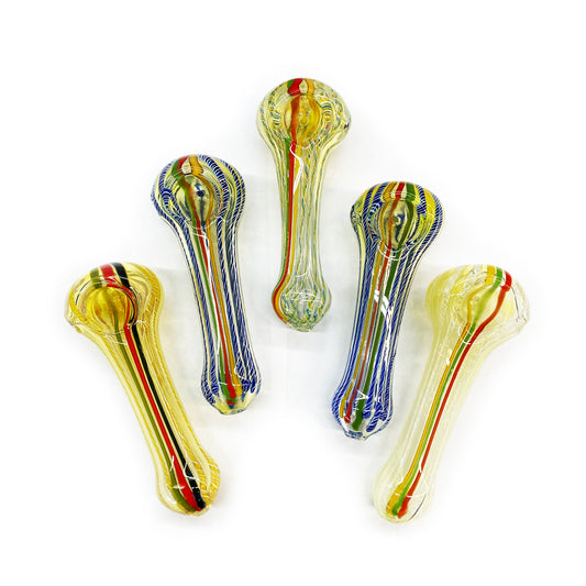 4.5" Silver Fume Rasta Line Hand Pipe
