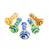 3.5" Hand Pipe with Silver Glass Fume and Color Twisting Art