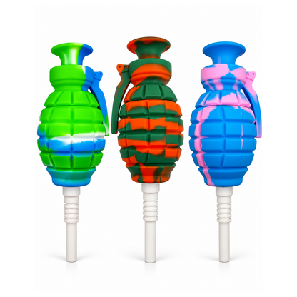 6.5-Inch Grenade Silicone Nectar Collector, 14mm Ceramic Tip & 5ml Jar