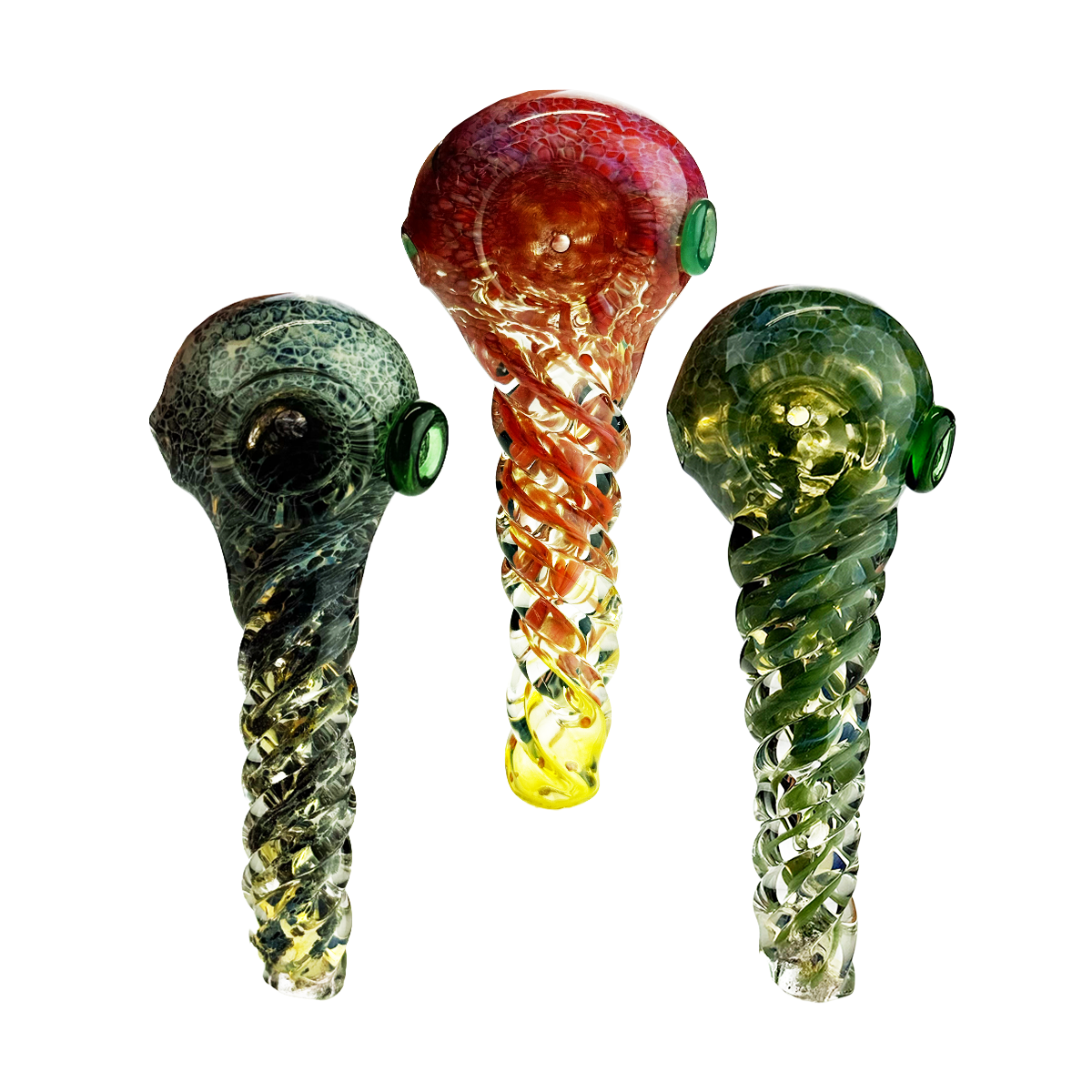 4" Glass Hand Pipe with Frit and Twisting