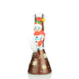 10" Christmas Beaker with 3D Art with 14mm Male Bowl