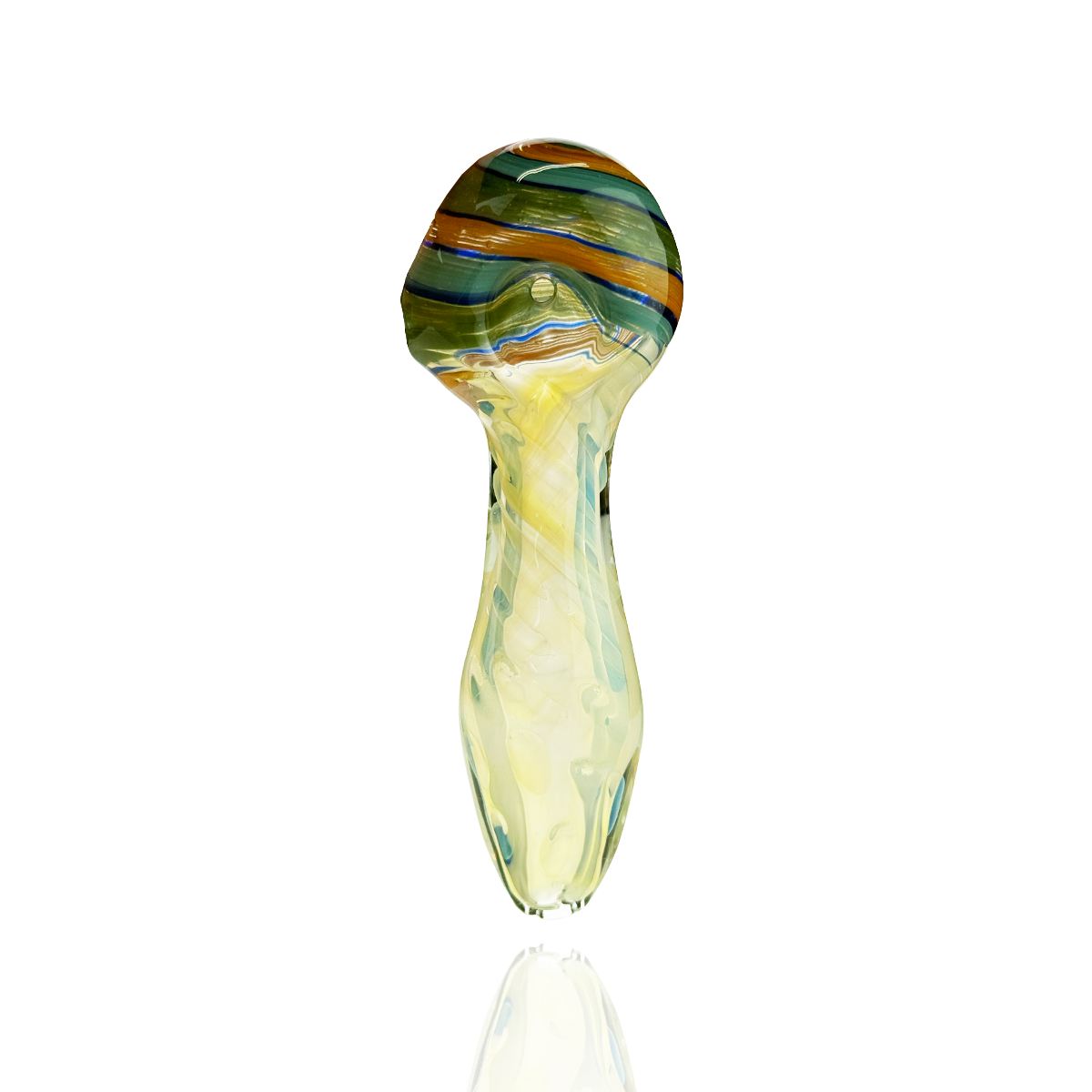 4.5" Hand Pipe Silver Fume Spiral Color Head