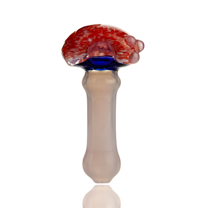 4.5" Color Tube Glass Hand Pipe Spoon with Frit Glass Head