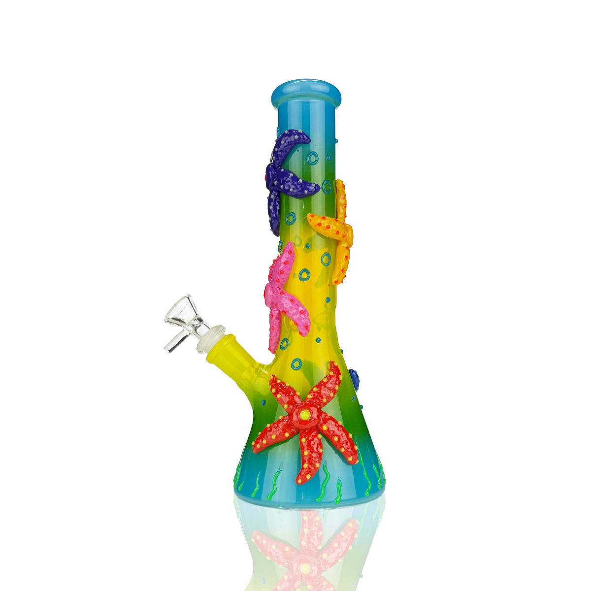 10" 3D Water Pipe Beaker with 14mm Male Bowl