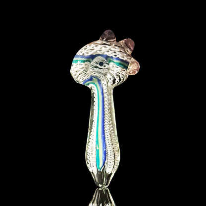 4.5" Hand Pipe Spoon with White Twisting Art