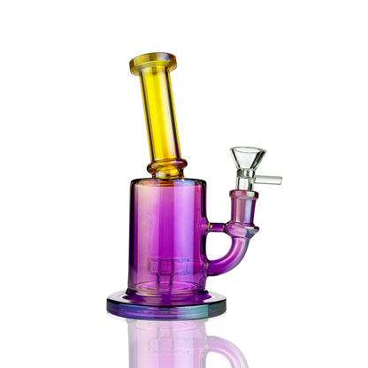 7" Electroplated Double Colored Glass Water Pipe Bong with Shower and 14mm Male Bowl