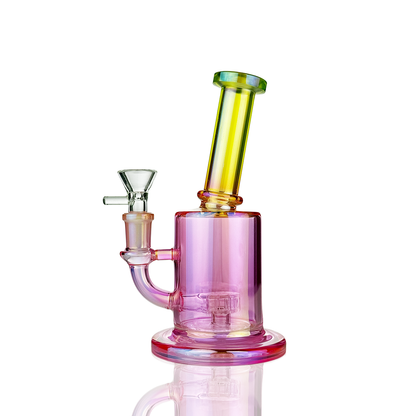 7" Electroplated Double Colored Glass Water Pipe Bong with Shower and 14mm Male Bowl